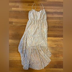 Forever 21 high low dress XS strap beige pink tan midi